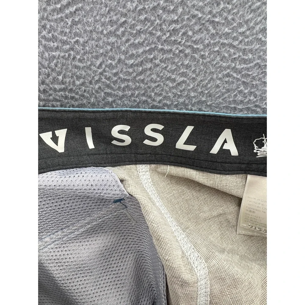 Vissla Mens Board Shorts 32 Rust Orange Beige Blue Colorblock Surf Swim Trunks